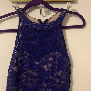 Blue and tan formal dress